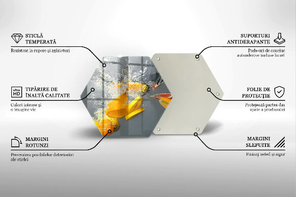 Steklena podloga za rezanje Limone v vodi