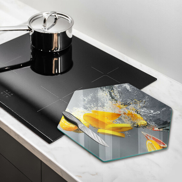 Steklena podloga za rezanje Limone v vodi