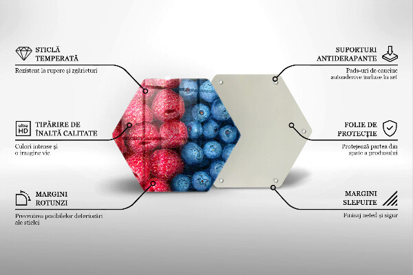 Steklena podloga za rezanje Plodovi malin in borovnic
