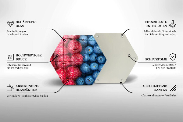 Steklena podloga za rezanje Plodovi malin in borovnic