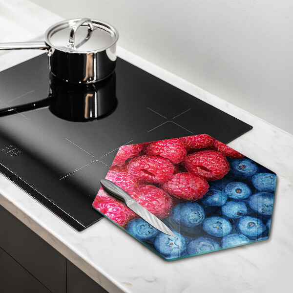 Steklena podloga za rezanje Plodovi malin in borovnic