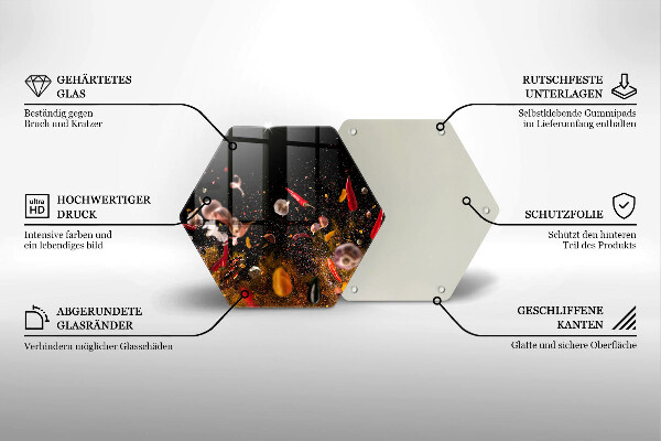 Steklena podloga za rezanje Pekoče začimbe