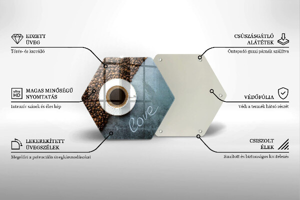 Steklena podloga za rezanje Kavna zrna in skodelica
