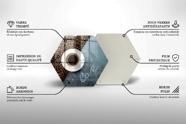 Steklena podloga za rezanje Kavna zrna in skodelica