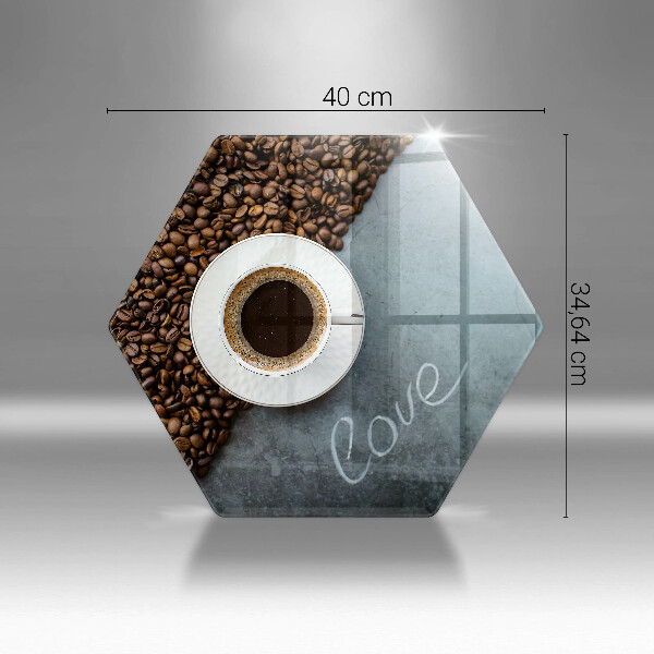 Steklena podloga za rezanje Kavna zrna in skodelica