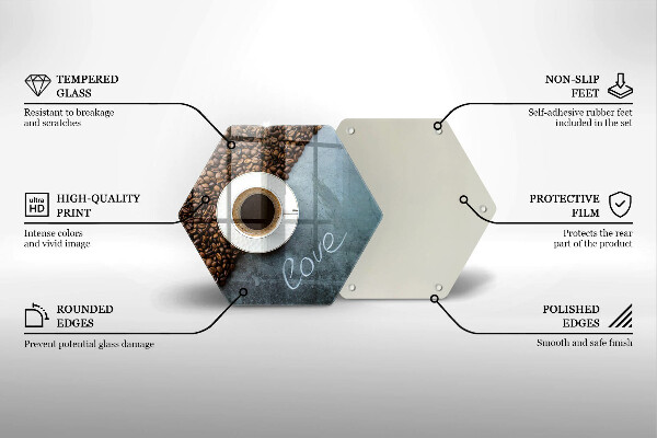 Steklena podloga za rezanje Kavna zrna in skodelica