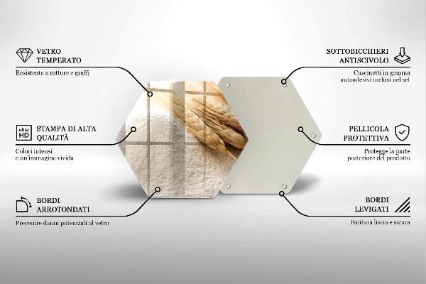 Steklena podloga za rezanje Moka in klasje