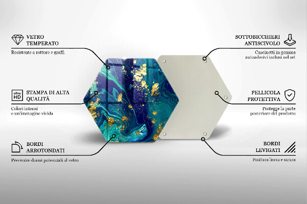 Steklena podloga za rezanje Abstrakcija z zlatom