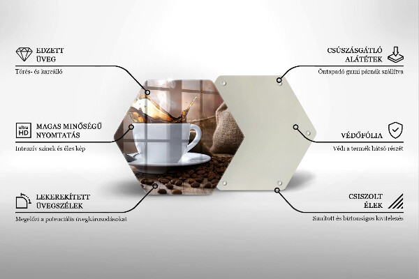 Steklena podloga za rezanje Skodelica in kavna zrna