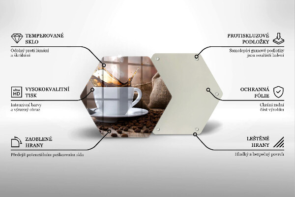 Steklena podloga za rezanje Skodelica in kavna zrna