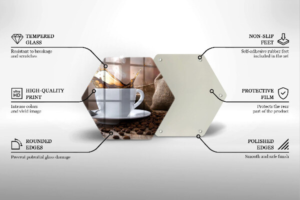 Steklena podloga za rezanje Skodelica in kavna zrna