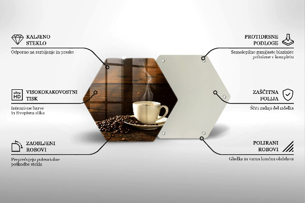 Steklena podloga za rezanje Lesena skodelica za kavo