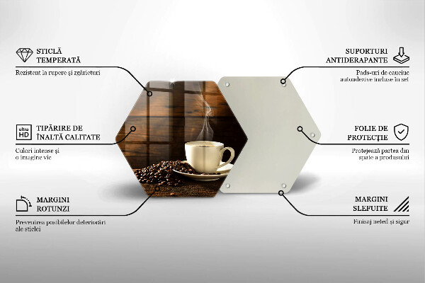 Steklena podloga za rezanje Lesena skodelica za kavo