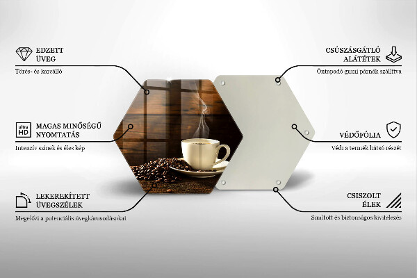 Steklena podloga za rezanje Lesena skodelica za kavo