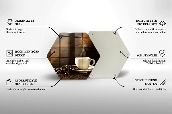 Steklena podloga za rezanje Lesena skodelica za kavo