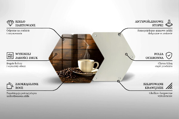 Steklena podloga za rezanje Lesena skodelica za kavo