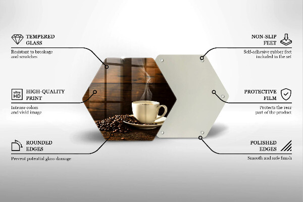 Steklena podloga za rezanje Lesena skodelica za kavo