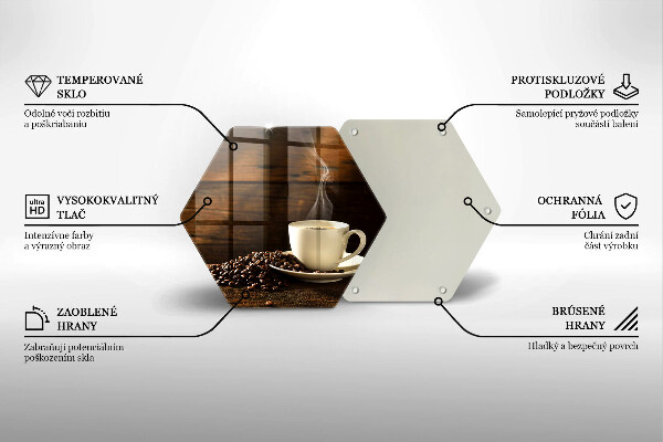 Steklena podloga za rezanje Lesena skodelica za kavo