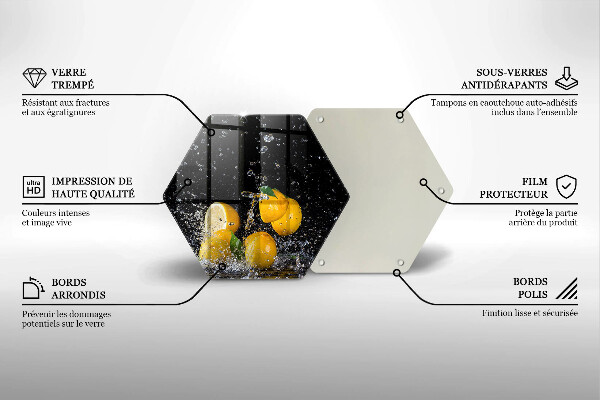 Steklena podloga za rezanje Sočno sadje limone