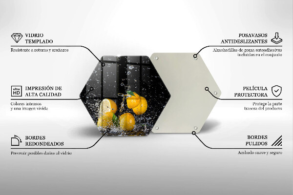 Steklena podloga za rezanje Sočno sadje limone