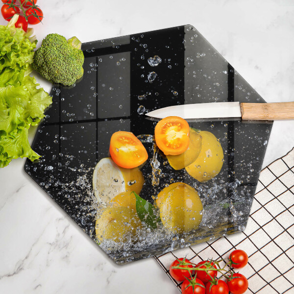 Steklena podloga za rezanje Sočno sadje limone