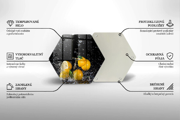 Steklena podloga za rezanje Sočno sadje limone