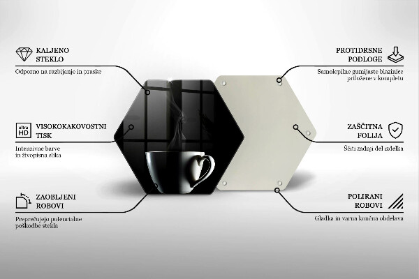 Steklena podloga za rezanje Skodelica čaja