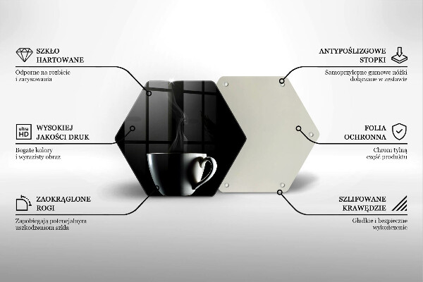 Steklena podloga za rezanje Skodelica čaja