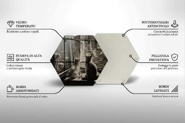 Steklena podloga za rezanje Mačje mesto in okno