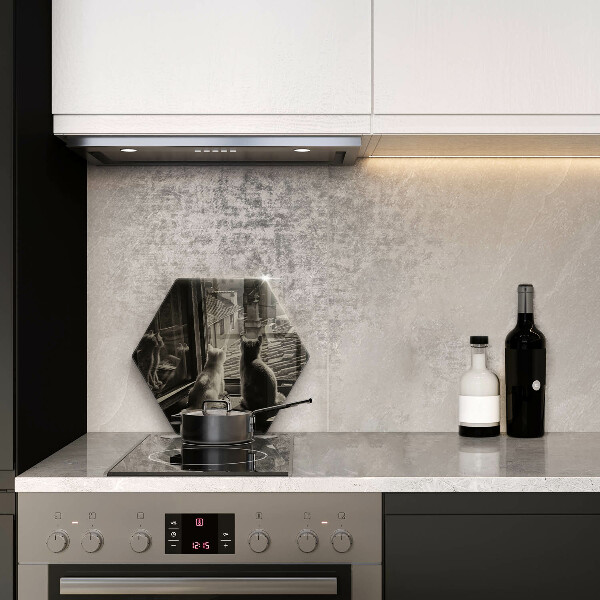 Steklena podloga za rezanje Mačje mesto in okno