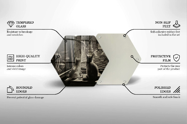 Steklena podloga za rezanje Mačje mesto in okno