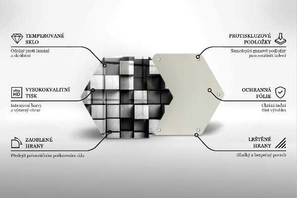 Steklena podloga za rezanje Abstraktni 3D kvadrati