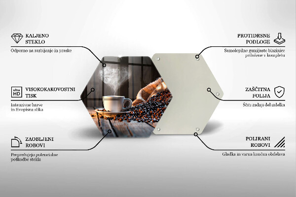 Steklena podloga za rezanje Skodelica za kavo in srce