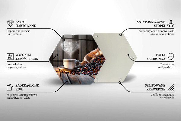 Steklena podloga za rezanje Skodelica za kavo in srce