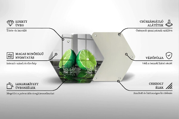 Steklena podloga za rezanje Sočne limete in voda