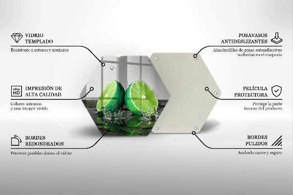Steklena podloga za rezanje Sočne limete in voda