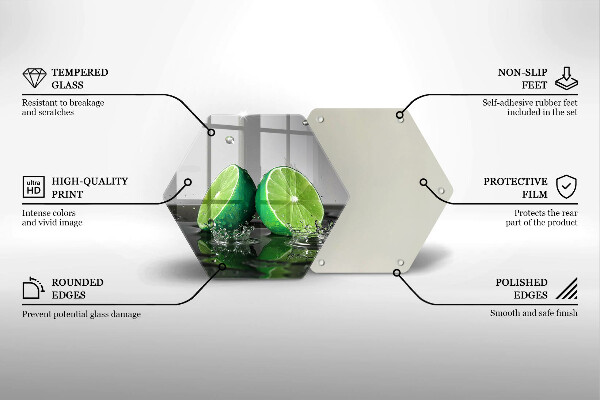 Steklena podloga za rezanje Sočne limete in voda