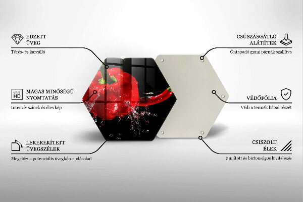 Steklena podloga za rezanje Rdeča paprika v vodi