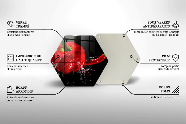 Steklena podloga za rezanje Rdeča paprika v vodi