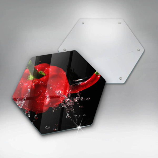 Steklena podloga za rezanje Rdeča paprika v vodi