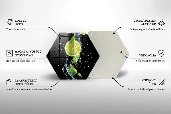 Steklena podloga za rezanje Sočne limete v vodi