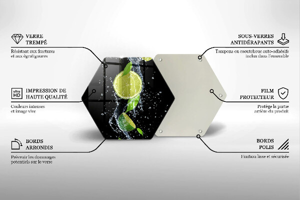 Steklena podloga za rezanje Sočne limete v vodi