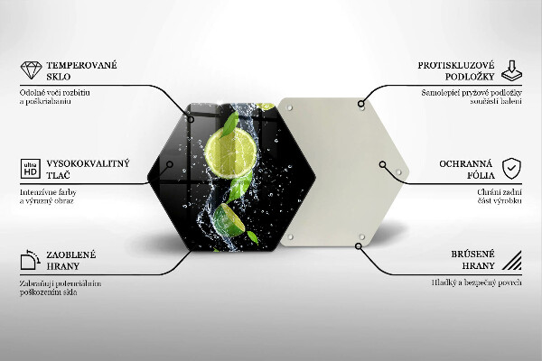 Steklena podloga za rezanje Sočne limete v vodi