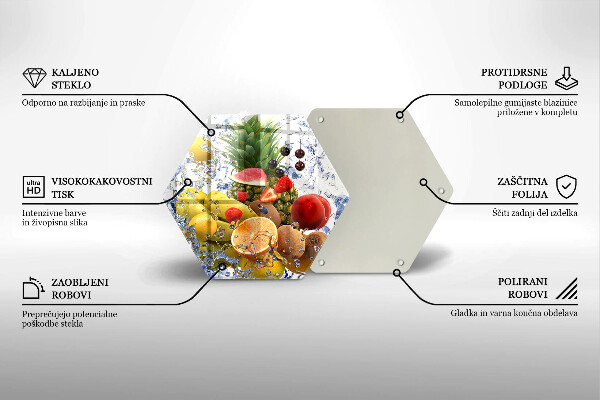 Steklena podloga za rezanje Sočno sadje in voda