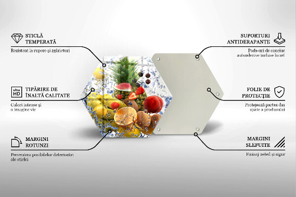Steklena podloga za rezanje Sočno sadje in voda