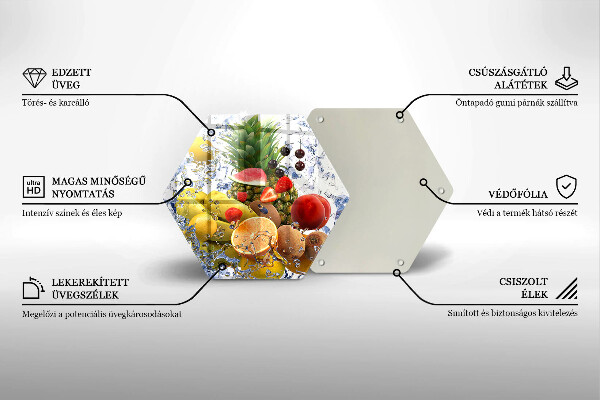 Steklena podloga za rezanje Sočno sadje in voda