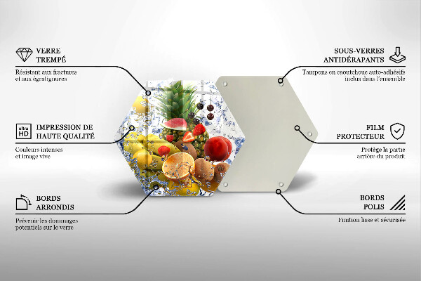 Steklena podloga za rezanje Sočno sadje in voda