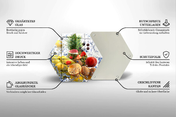 Steklena podloga za rezanje Sočno sadje in voda