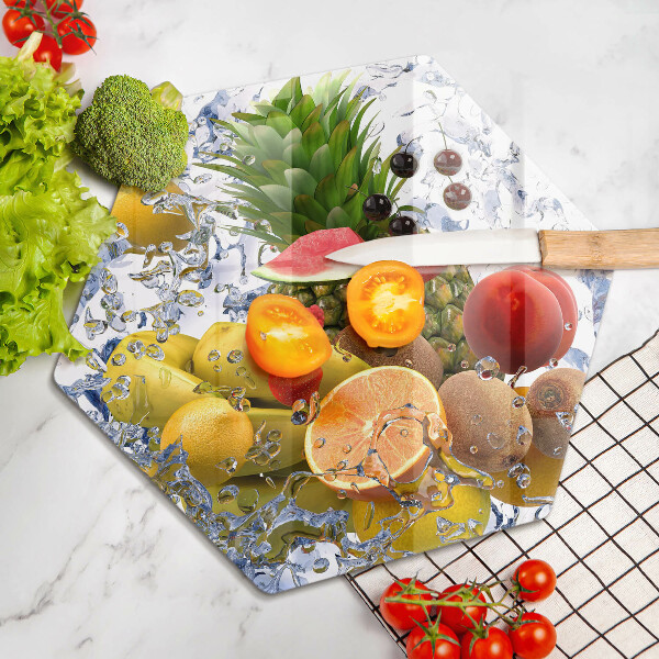 Steklena podloga za rezanje Sočno sadje in voda