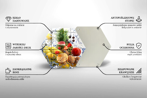 Steklena podloga za rezanje Sočno sadje in voda
